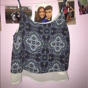 Blue printed tank-top